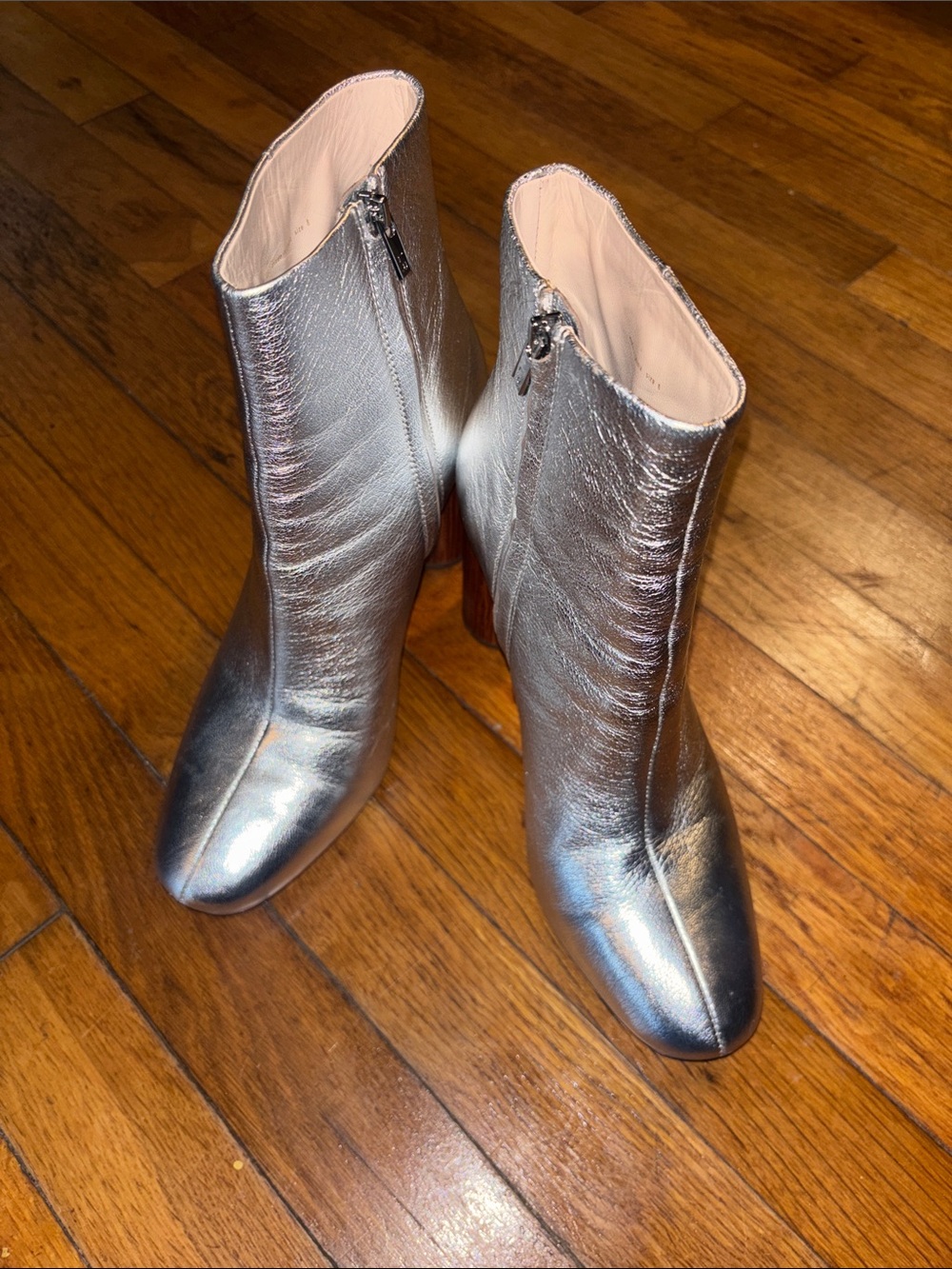 Loeffler Randall Silver Metallic Ankle Boots